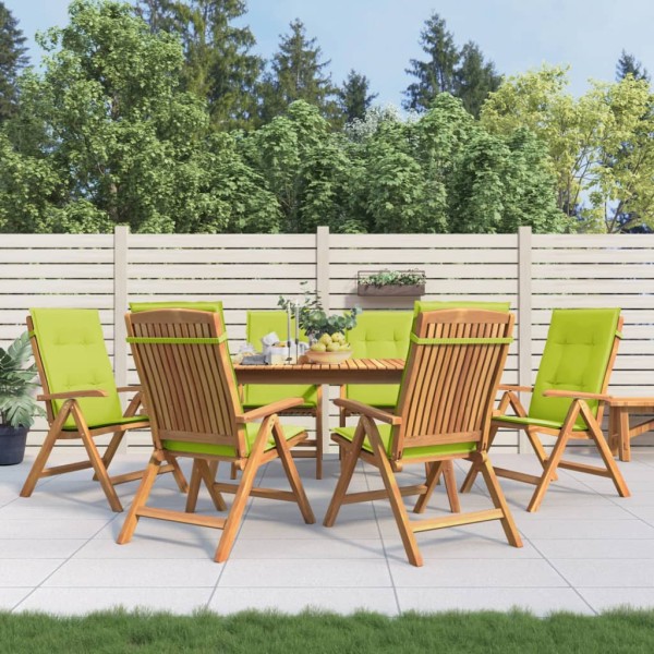 Reclining garden chairs with cushions, 6 pcs., solid teak