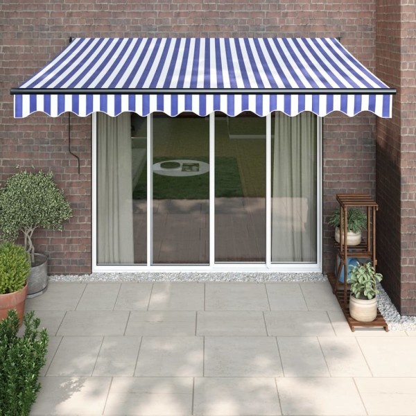 Automatic retractable awning, blue/white, 3x2.5m