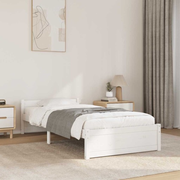 Bed frame, white, 90x200cm, solid wood