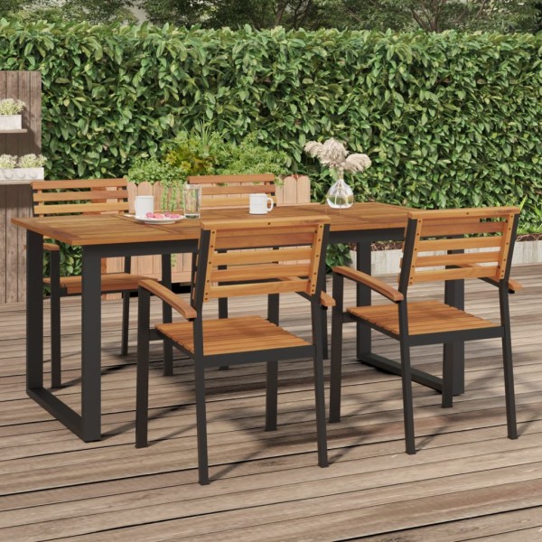 Garden table with U-shaped legs, 180x90x75cm, solid acacia
