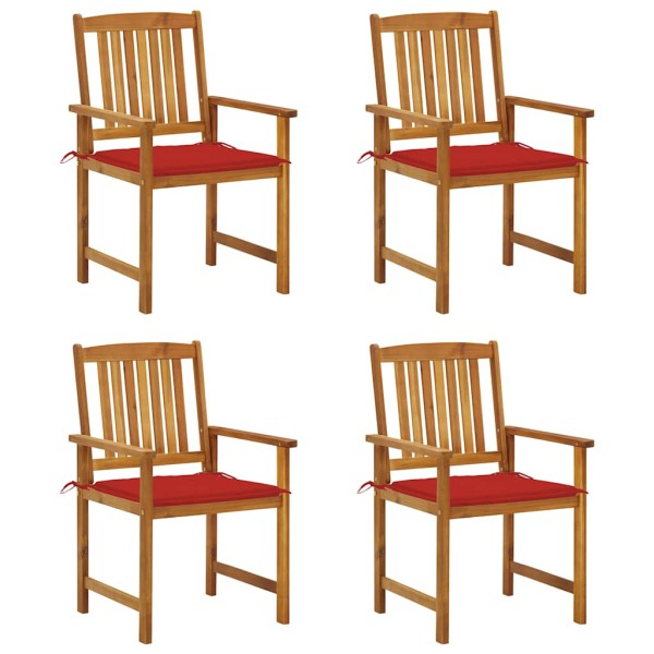 Garden chairs with cushions, 4 pcs., solid acacia wood