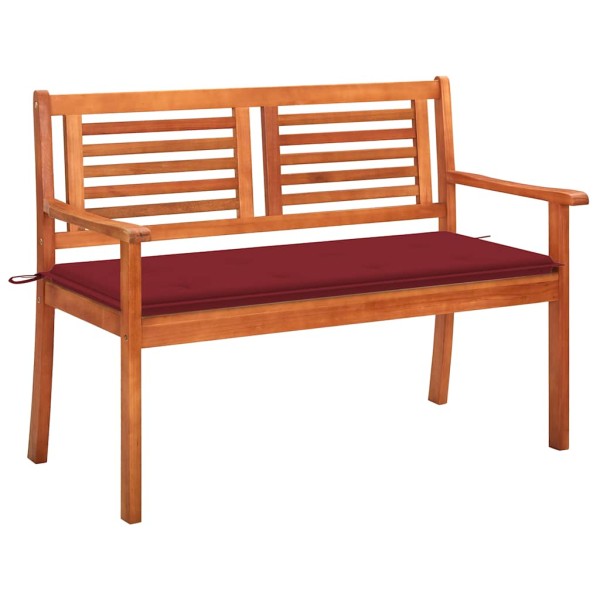Double garden bench with cushion, 120 cm, eucalyptus solid