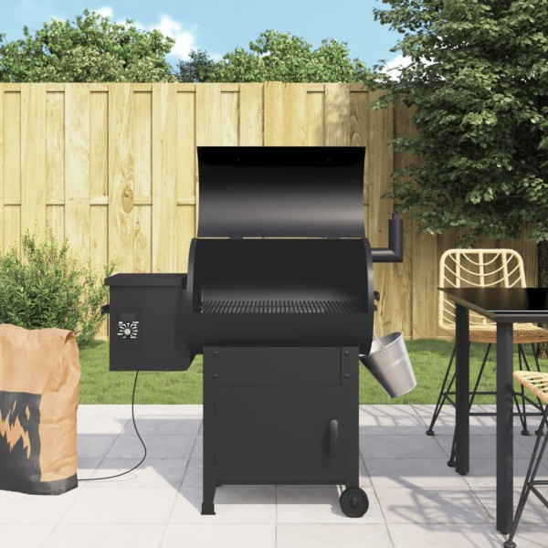 Pellet grill with chimney, black, 104cm, iron