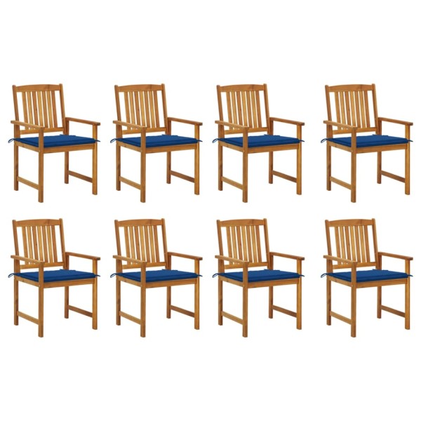 Garden chairs with cushions, 8 pcs., solid acacia wood