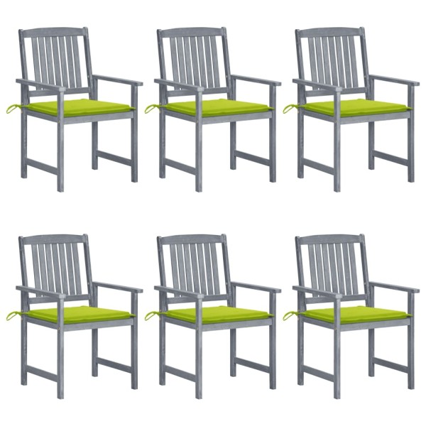 Garden chairs with cushions, 6 pcs., gray, solid acacia