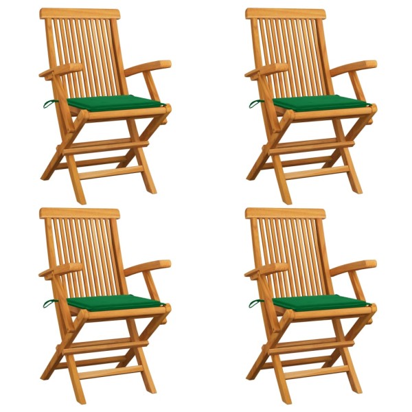 Garden chairs with cushions, 4 pcs., solid teak wood