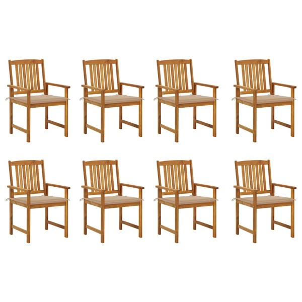 Garden chairs with cushions, 8 pcs., solid acacia wood