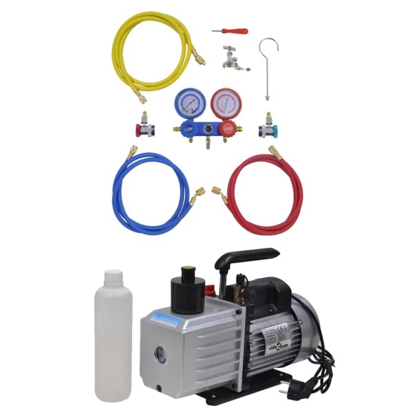 Vacuum pump with 2-way manifold gauge set