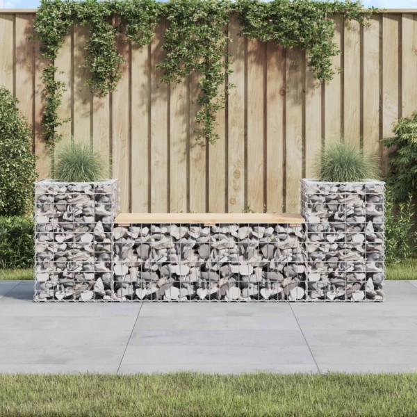 Garden bench, 183x41x60.5cm, solid pine, gabion design