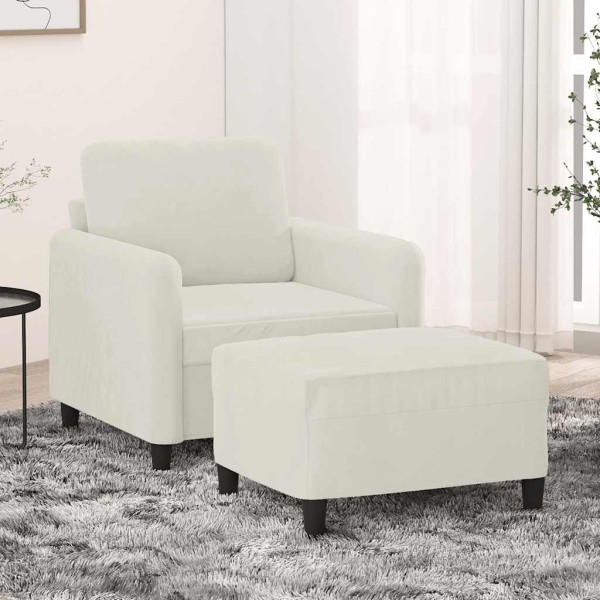 Chair with footrest, cream color, 60cm, velvet