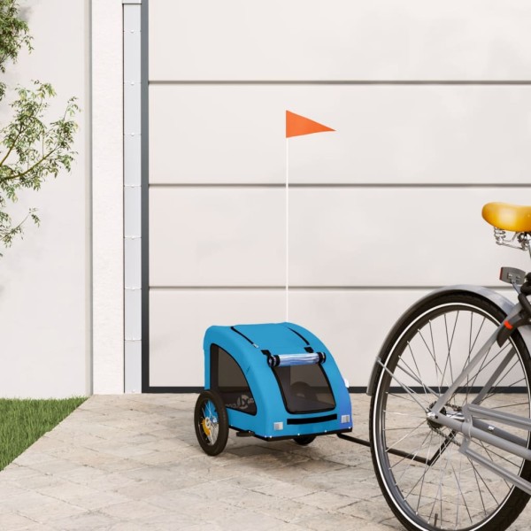 Bicycle trailer for pets, blue, fabric/iron
