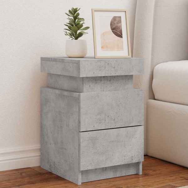 Bedside cabinets with LED lights, 2 pcs., concrete, 35x39x55cm
