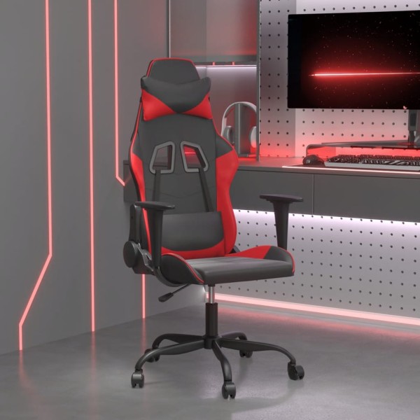 Massage gaming chair, black and red, artificial leather