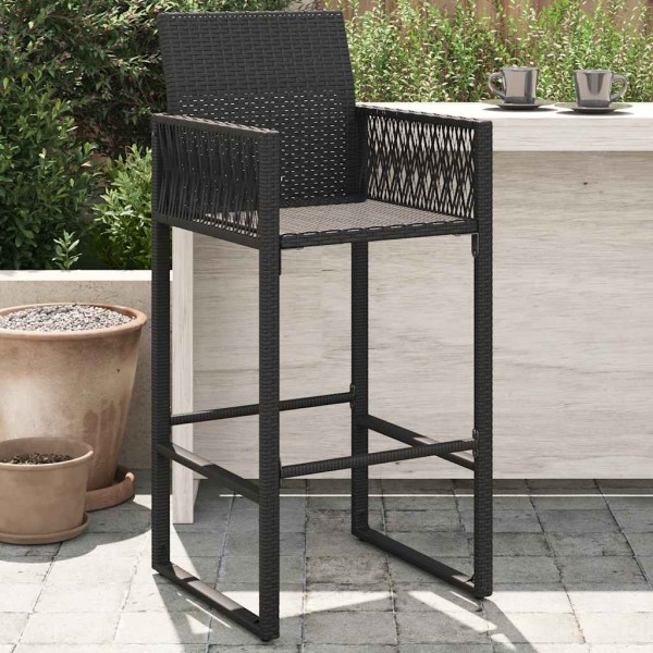 Garden bar stools, 2 pcs., black, polyrattan