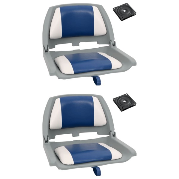 Folding Boat Seat Set, 4 Piece, Blue/White
