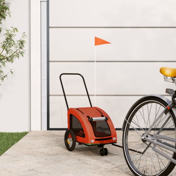 Bicycle trailer for pets, orange / gray, fabric / iron