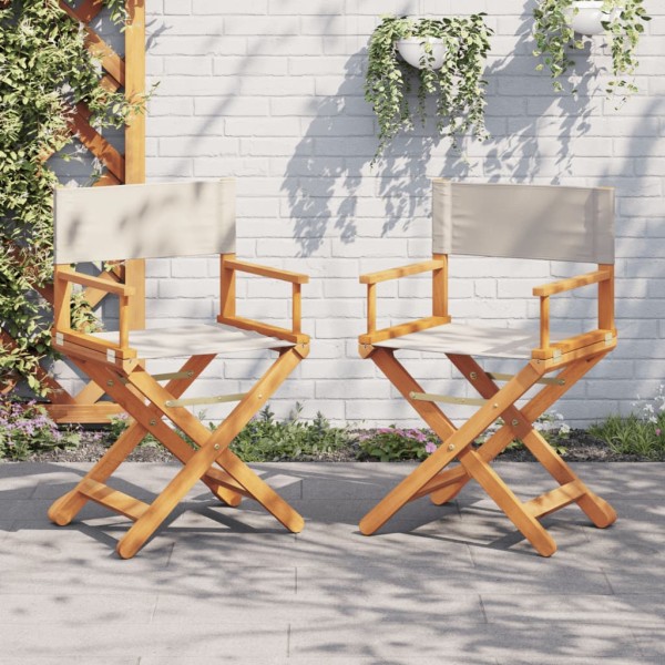 Folding director's chairs, 2 pcs. cream white, fabric