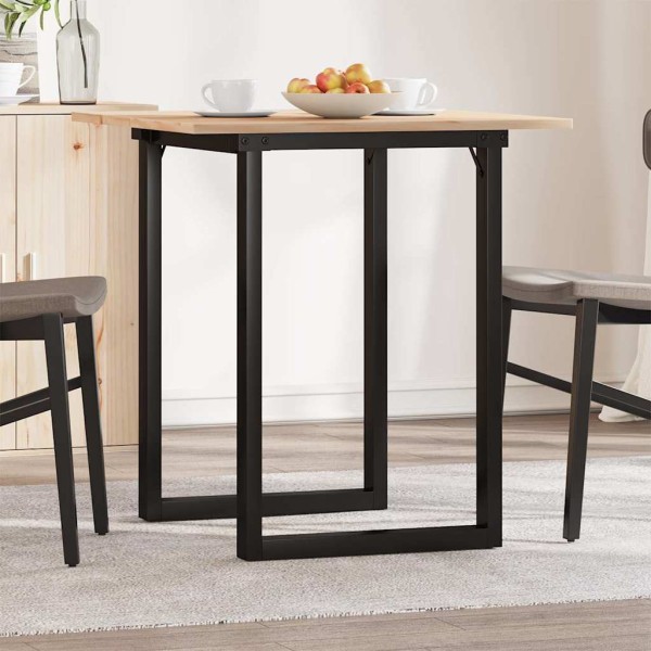 Dining table, 70x70x75cm, pine and steel, O-shaped frame