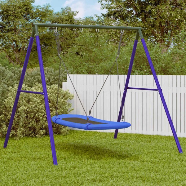 Outdoor swing set with nesting swing