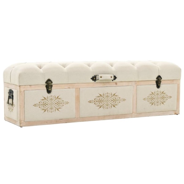Bench-storage box, cream, 110cm, solid spruce wood