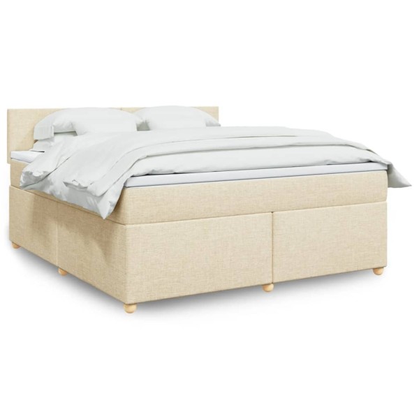 Bed with springs and mattress, cream, 180x200 cm, fabric