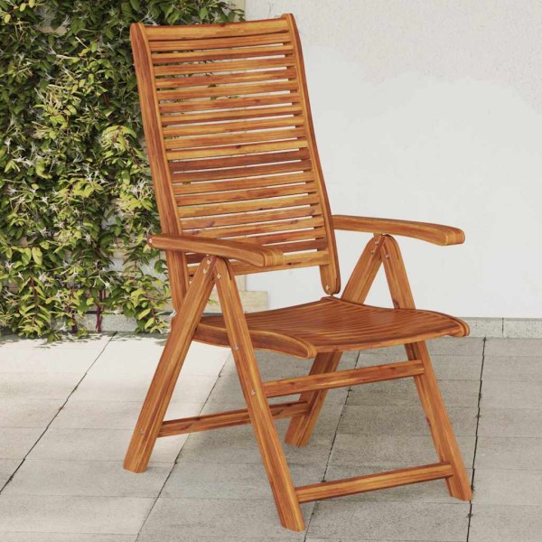 Reclining folding garden chairs, 2 pcs., solid acacia