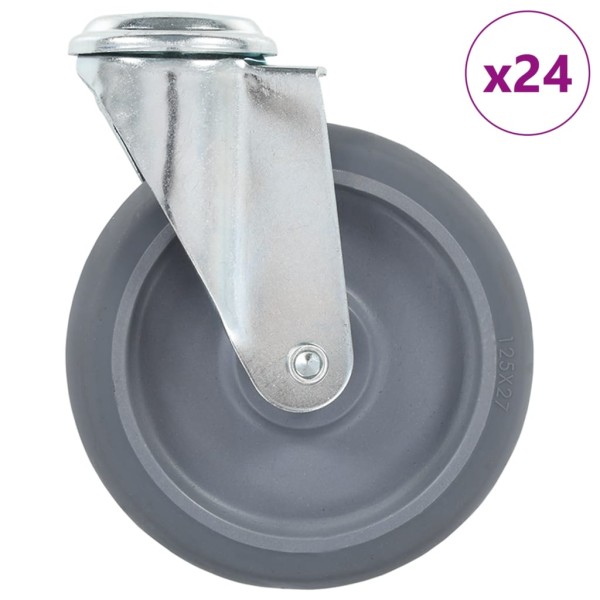 Castors, 24 pcs., 125mm, swivel, fixed with a screw