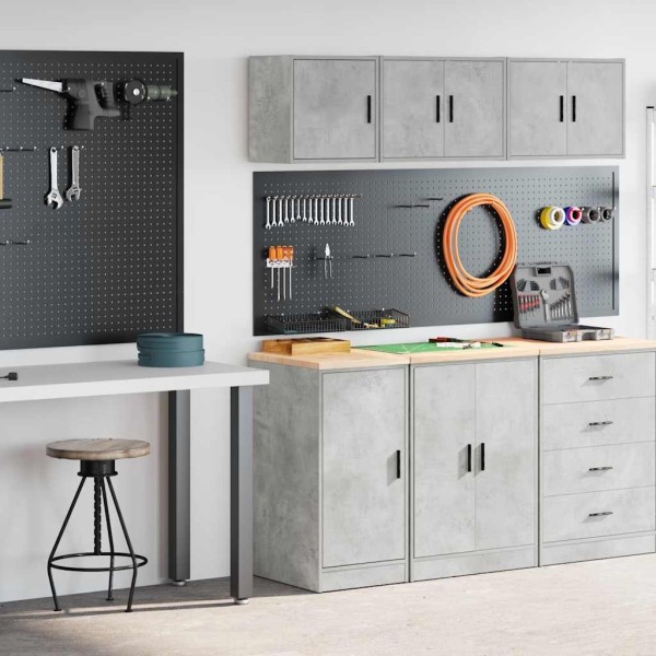 garage cabinets, 2 units, concrete gray, processed wood