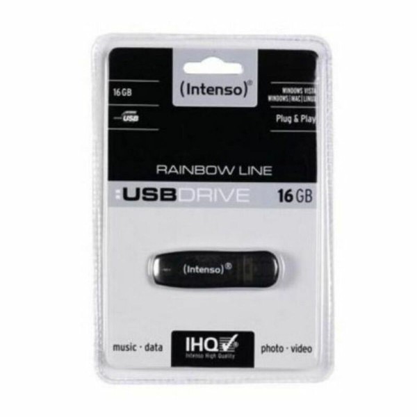 USB Zibatmiņa INTENSO Rainbow Line 16 GB Melns 16 GB USB Zibatmiņa