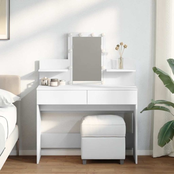 Dressing table with LED, white, 100x40x130cm