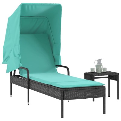 Sun lounger with canopy and...