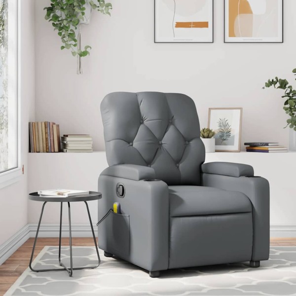Massage reclining chair, gray, artificial leather