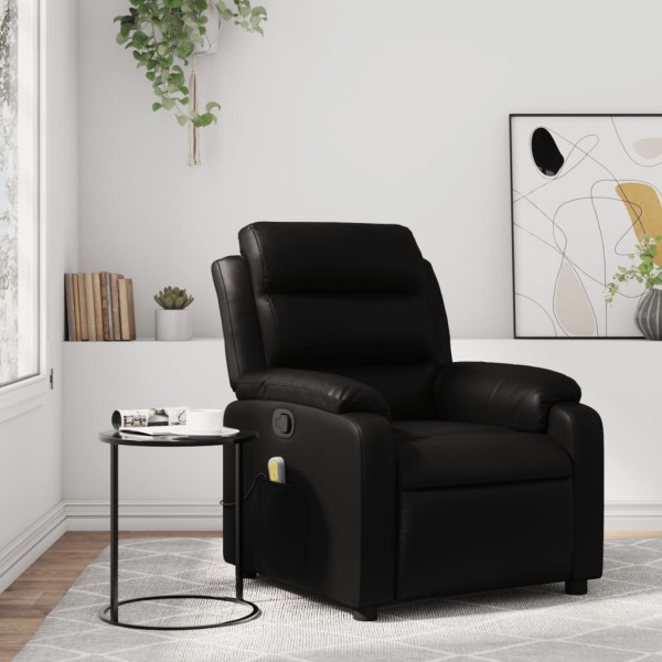 Massage reclining chair, black, artificial leather