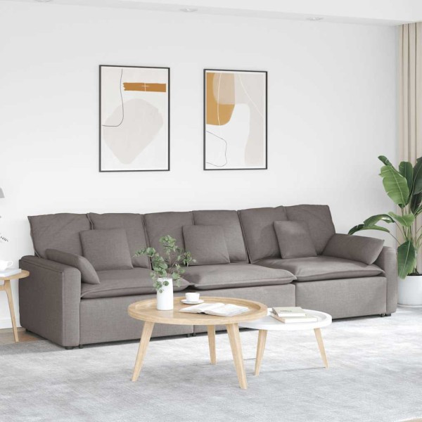Modular sofa with cushions, grey-brown