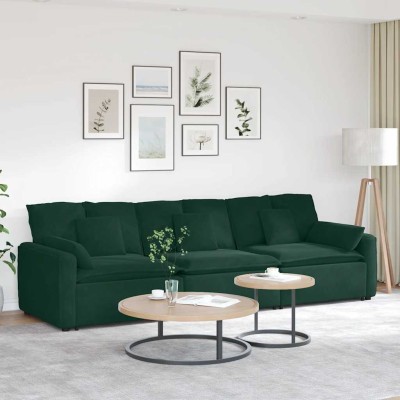 Modulinė sofa su pagalvėlėmis, tamsiai žalia
