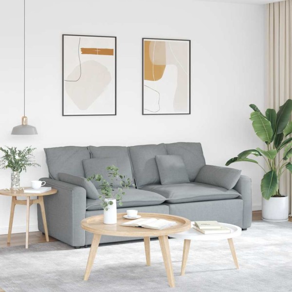 Modular sofa with cushions, light gray