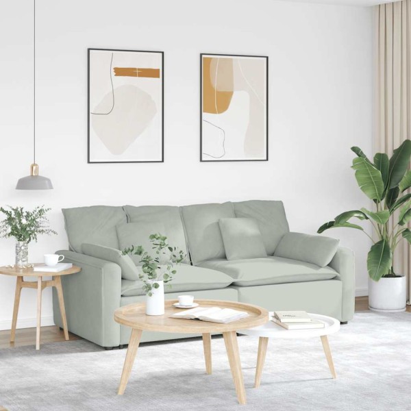 Modular sofa with cushions, light gray