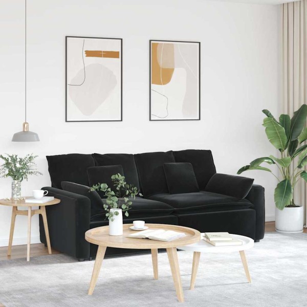 Modular sofa with cushions, black
