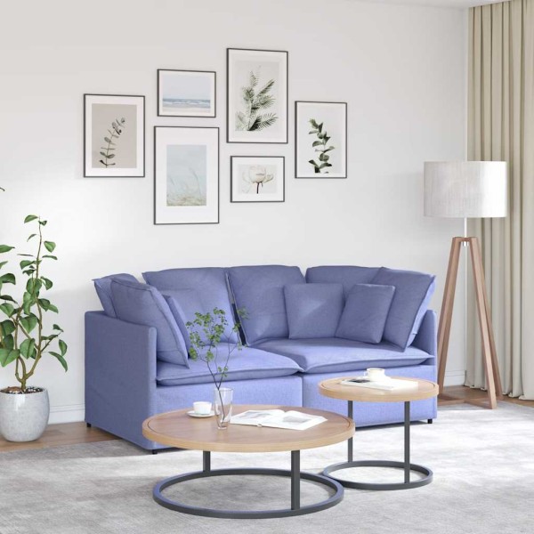 Modular sofa with cushions, fabric, denim blue