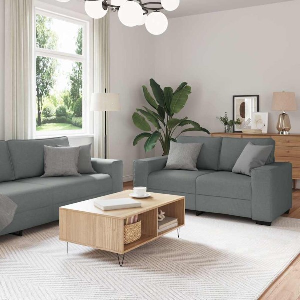 3-piece sofa set with cushions, dark gray fabric