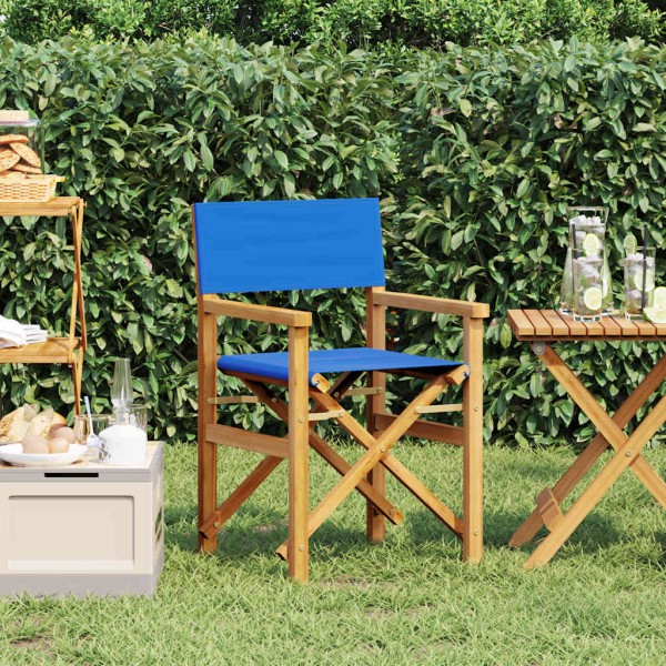 Folding director's chair, blue, solid teak wood