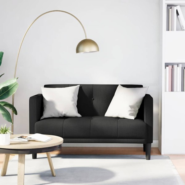 Dvivietė sofa, juoda, 111 cm, audinys