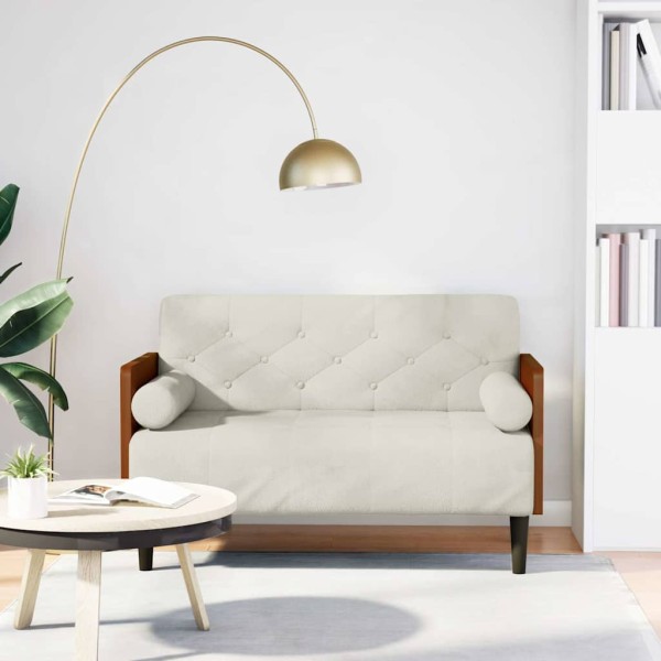 Double sofa with cushions, cream color, 110 cm, velvet