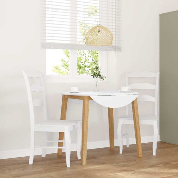 Dining room chairs, 2 pcs., white, solid wood, rubber