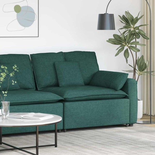 Modular sofa with armrests and cushions, dark green, 100 cm
