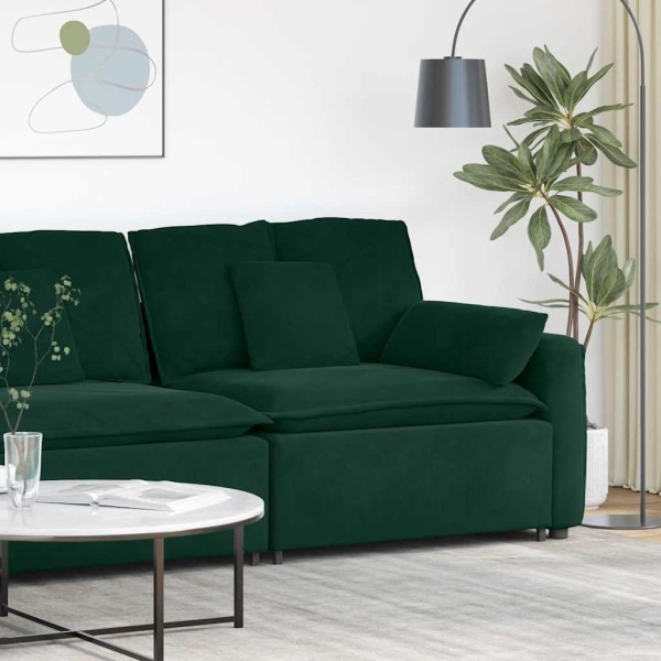 Modular sofa with armrests and cushions, dark green, 100 cm