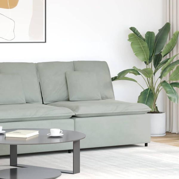 Modular sofa with cushions, light grey, 100 cm