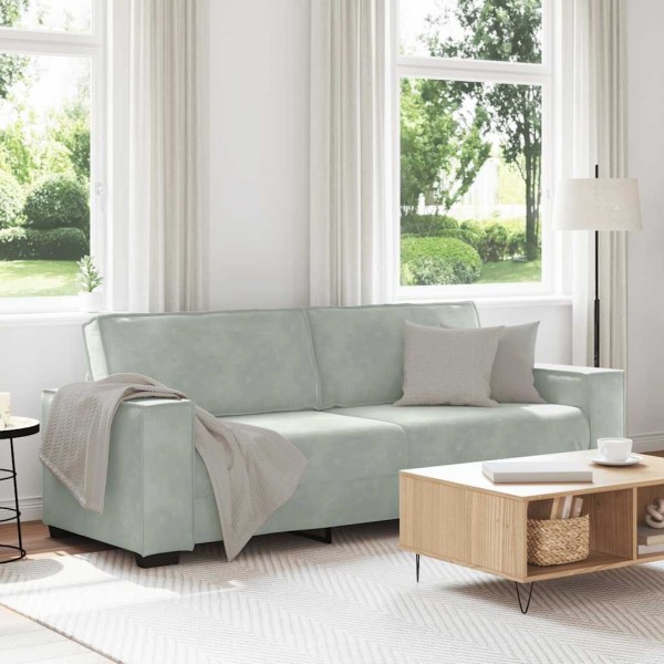 Three-seater sofa, light gray, 220x78x84 cm, velvet
