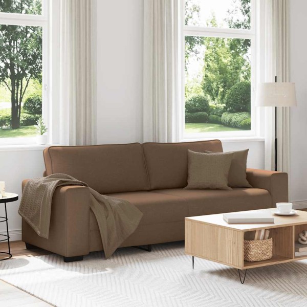 Three-seater sofa, brown, 220x77x82 cm, fabric