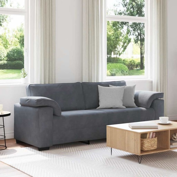 Three-seater sofa, dark gray, 220x77x82 cm, velvet